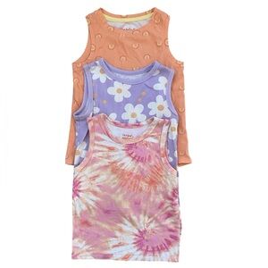 Cat & Jack Tank Top Bundle of 3 - Rainbows, Flowers, Tie-dye - Size 4T & 5T